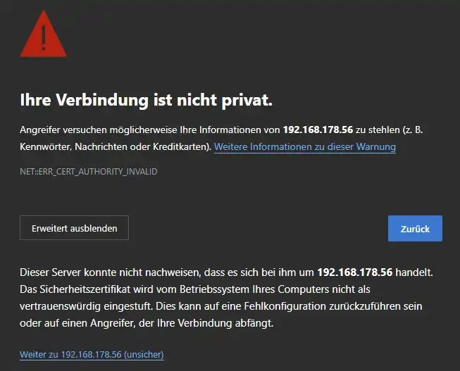 SSL Warnung im Browser