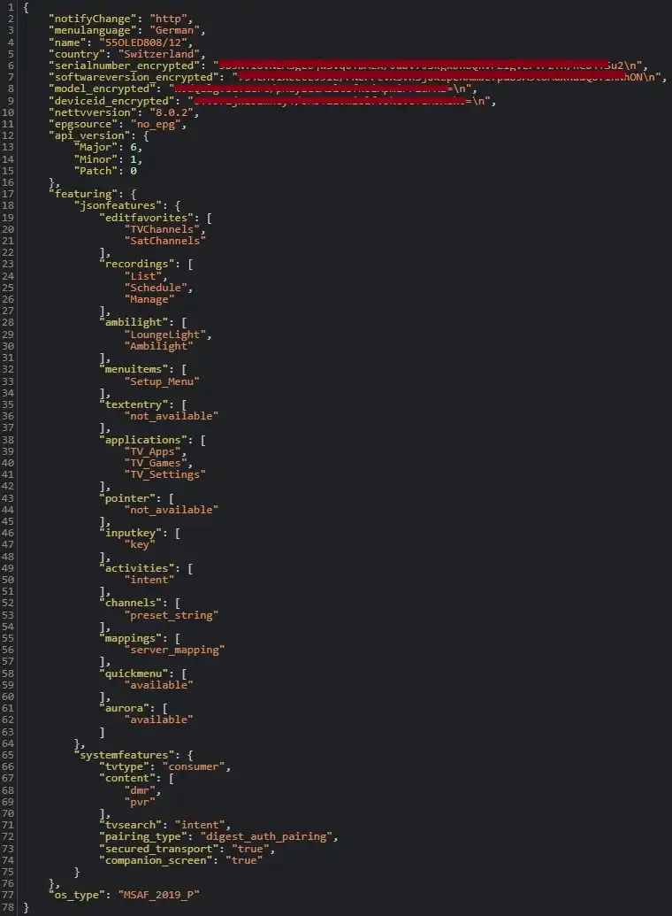 JSON Antwort TV