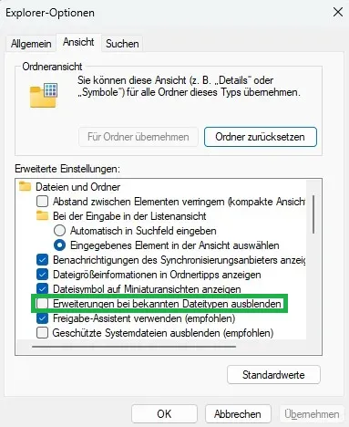 Option deaktivieren