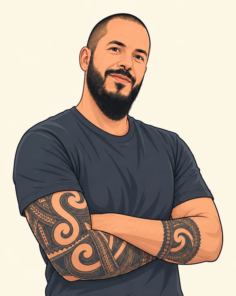 Illustriertes Portrait von Christoph Zgraggen, Gründer von chriggi.ch